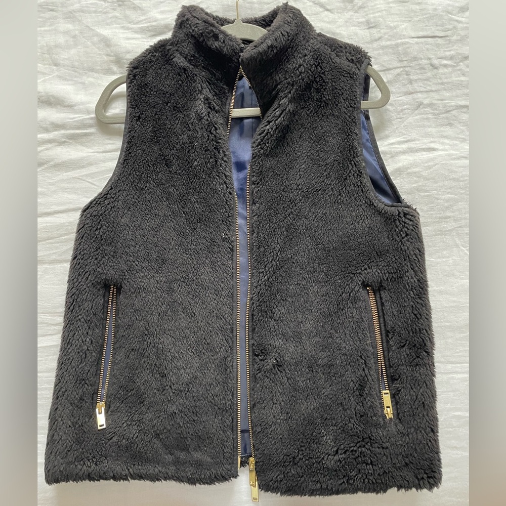 Jcrew black furry vest